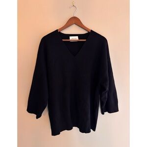 Aritzia Wilfred Classic Black V-Neck Sweater
